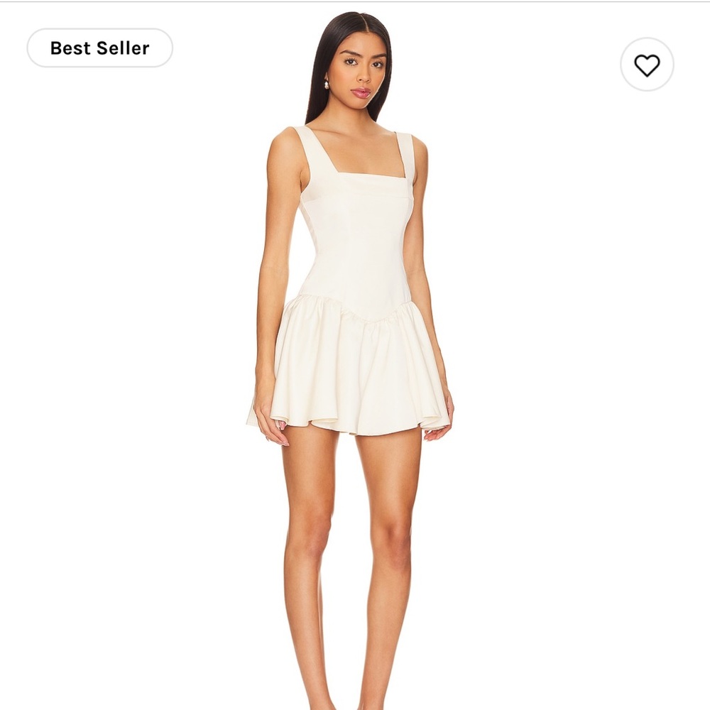 WE WORE WHAT NWT corset peplum satin mini dress in ecru